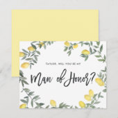 ボーホー水彩レモンリース マン・オブ・オナー カード (正面/裏面)