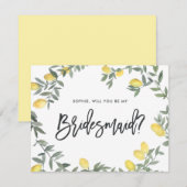 ボーホー水彩レモンリース 花嫁の仲間にして！カード 出欠カード (正面/裏面)