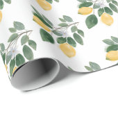 ボーホー水彩レモン＆グリーンギフト ラッピングペーパー (ロールコーナー)