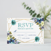 ボーホー水彩冬の花 ウェディングRSVP 出欠カード (スタンド正面)