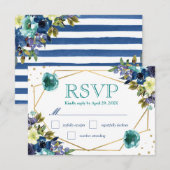 ボーホー水彩冬の花 ウェディングRSVP 出欠カード (正面/裏面)