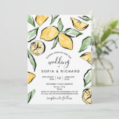 ボーホー水彩画 レモン シトラス グリーンのある夏 招待状 (スタンド正面)