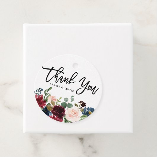 ボーホー水彩秋の花ガーランドの感謝カード フェイバータグ (インサイチュ)