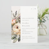 ボーホー水彩秋の花束 ブライダルシャワー 招待状 (スタンド正面)