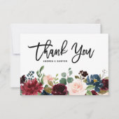 ボーホー水彩秋花ガーランド サンキューカード (正面)