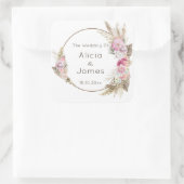 ボーホー水彩花と羽根 スクエアシール (バッグ)