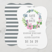 ボーホー水彩花と蝶 | Save the Date セーブザデート (正面/裏面)