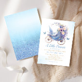 ボーホー水彩花のプリンセスガールベイビーシャワー 招待状