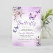 ボーホー水彩花ガールバタフライ ベイビーシャワー 招待状 (スタンド正面)