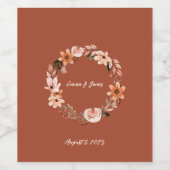 ボーホー水彩花柄パーソナライズギフトタグ ワインラベル (シングルラベル)