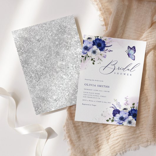 ボーホー水彩花蝶々ブライダルシャワー 招待状