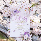 ボーホー水彩花蝶の女の子ベイビーシャワー 招待状