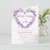 ボーホー水彩花蝶の女の子ベビーシャワー 招待状 (スタンド正面)