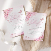 ボーホー水彩花蝶の女の子ベビーシャワー 招待状