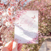 ボーホー水彩花蝶の女の子ベビーシャワー 招待状