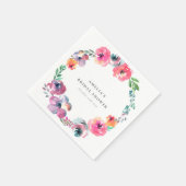 ボーホー水彩花輪ブライダルシャワー スタンダードカクテルナプキン (角)