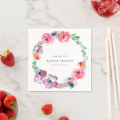 ボーホー水彩花輪 ブライダルシャワー スタンダードカクテルナプキン (インサイチュ)