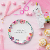 ボーホー水彩花輪 ブライダルシャワー ペーパープレート (パーティー)