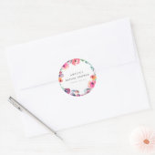 ボーホー水彩花輪 ブライダルシャワー ラウンドシール (封筒)