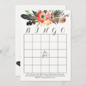 ボーホー水彩花 シャワー ビンゴ カード (正面/裏面)