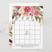 ボーホー水彩花 シャワー ビンゴ カード (正面/裏面)