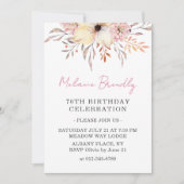 ボーホー水彩花 70歳の誕生日パーティー招待状 招待状 (正面)