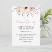 ボーホー水彩花 70歳の誕生日パーティー招待状 招待状 (スタンド正面)