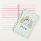 ボーホー水彩虹色の子供用パーソナライズノートブック ノートブック (内側)