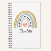 ボーホー水彩虹色の子供用パーソナライズノート ノートブック (正面)