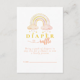 ボーホー水彩虹色ベビーシャワーおむつラッフル エンクロージャーカード