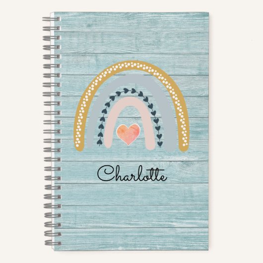 ボーホー水彩虹色 子供用  カスタマイズ ノート (正面)
