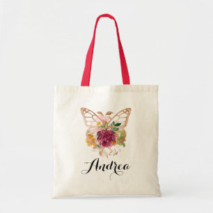 ボーホー水彩蝶と花のブライズメイド トートバッグ