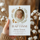 ボーホー洗礼招待状 赤ちゃんの女の子 招待状