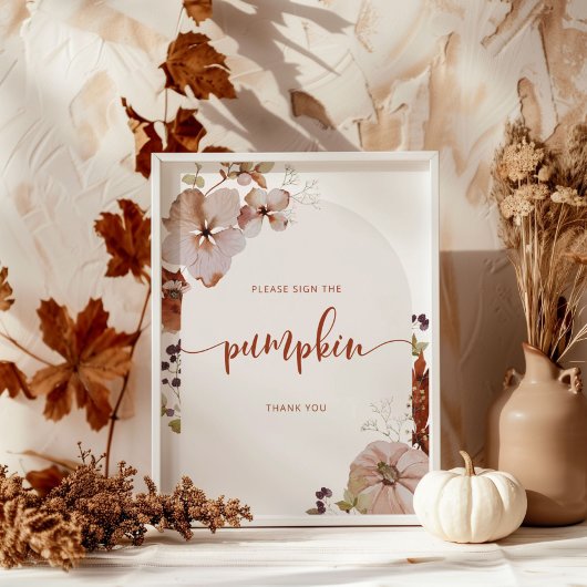 ボーホー秋のアーチにお願いします。かぼちゃのサインをしてください ポスター