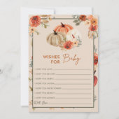 ボーホー秋のカボチャの願い 赤ちゃんシャワーゲームカード 招待状 (正面)