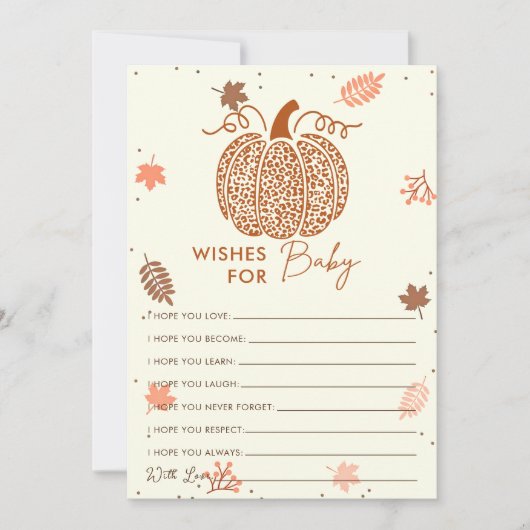 ボーホー秋のカボチャの願い 赤ちゃんシャワーゲームカード 招待状 (正面)