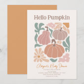 ボーホー秋のカボチャベビーシャワー 招待状 (正面/裏面)