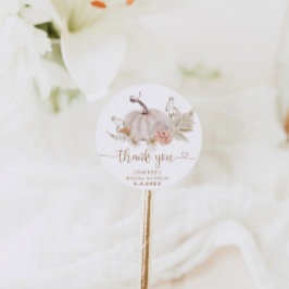 ボーホー秋のカボチャ感謝 クラシック丸型ステッカー ラウンドシール