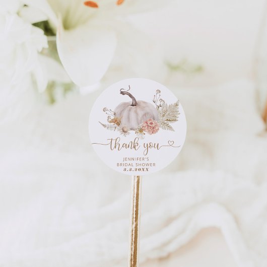 ボーホー秋のカボチャ感謝 クラシック丸型ステッカー ラウンドシール