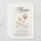 ボーホー秋のゴーストフラワーハロウィンベイビーシャワー 招待状 (正面)