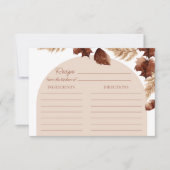 ボーホー秋のブライダルシャワーレシピカード (正面)