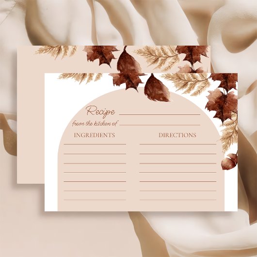 ボーホー秋のブライダルシャワーレシピカード