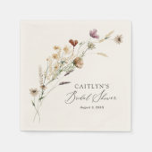 ボーホー秋のワイルドフラワーのブライズシャワー スタンダードカクテルナプキン (正面)