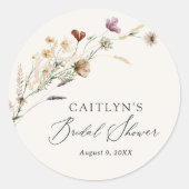 ボーホー秋のワイルドフラワーのブライズシャワー ラウンドシール (正面)