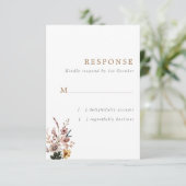 ボーホー秋のワイルドフラワーズ 縦 ウェディング 出欠カード (スタンド正面)