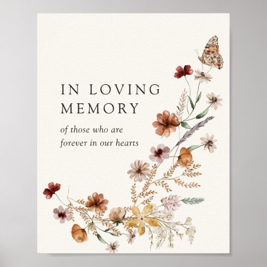ボーホー秋のワイルドフラワー結婚式 追悼記念看板 ポスター (正面)