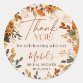 ボーホー秋の恋に落ちる水彩リラックマ風サンクスステッカー ラウンドシール (正面)