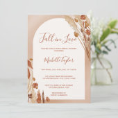 ボーホー秋の恋に落ちる アーチ テラコッタ ブライダルシャワー 招待状 (スタンド正面)