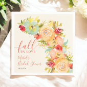 ボーホー秋の恋の花の水彩画 ブライダルシャワー スタンダードカクテルナプキン