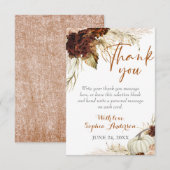 ボーホー秋の恋愛 フローラ バーンオレンジ色のウェディングシャワー サンキューカード (正面/裏面)